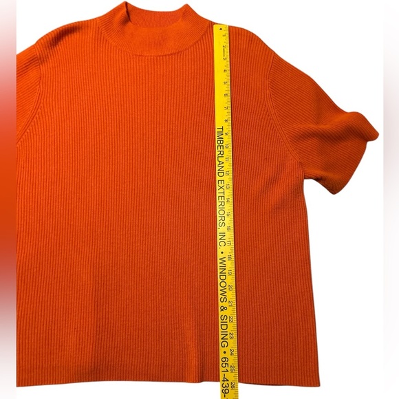 Studio Works Sweater Women's 2X 100% Acrylic Ribbed Knit Orange Short Sleeve EUC - Picture 7 of 8